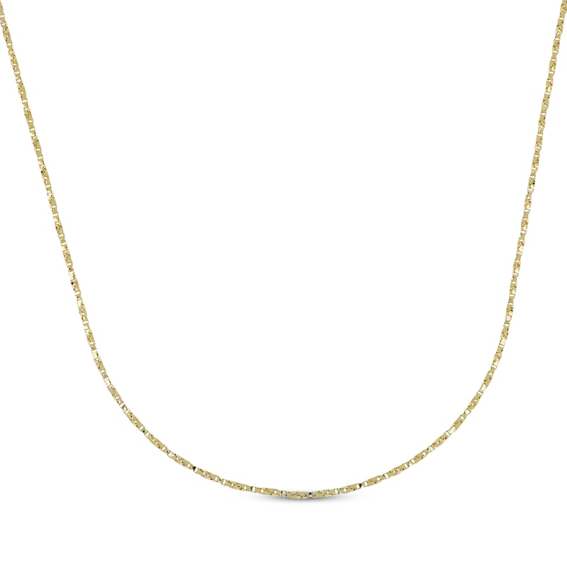 Main Image 1 of Twist Box Chain Necklace 1.1mm Solid 14K Yellow Gold 18"
