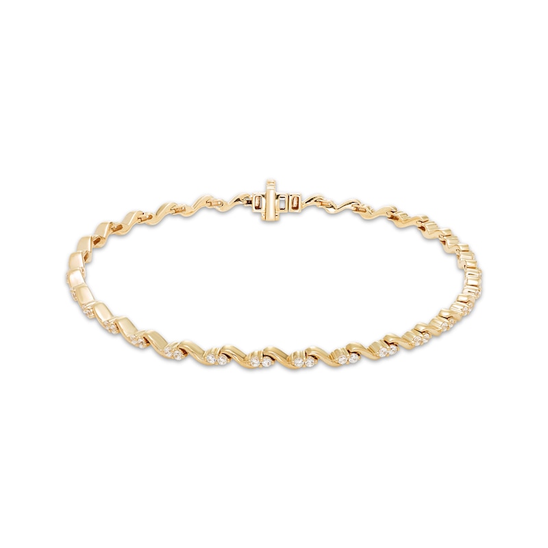 Main Image 1 of Diamond S-Link Bracelet 3/4 ct tw 10K Yellow Gold 7.25"