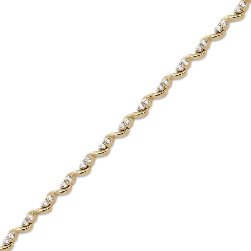 Main Image 2 of Diamond S-Link Bracelet 3/4 ct tw 10K Yellow Gold 7.25"