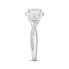 Thumbnail Image 2 of Adore Emerald-Cut Diamond Three-Stone Halo Engagement Ring 1-1/3 ct tw 18K White Gold