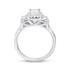 Thumbnail Image 3 of Adore Emerald-Cut Diamond Three-Stone Halo Engagement Ring 1-1/3 ct tw 18K White Gold