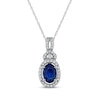 Thumbnail Image 1 of Oval-Cut Natural Blue Sapphire & Diamond Necklace 1/8 ct tw 14K White Gold 18"
