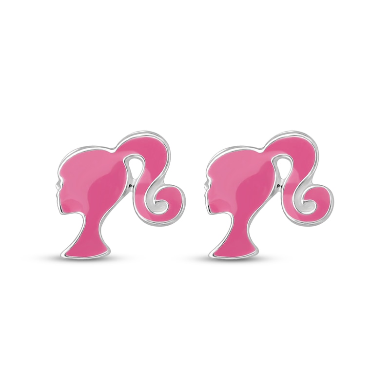 Main Image 2 of Children's Barbie Pink Enamel Stud Earrings Sterling Silver