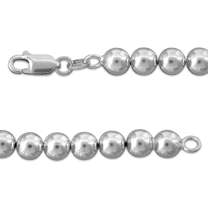 Main Image 3 of Bead Chain Bracelet 6mm Solid Sterling Silver 7.5"