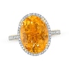 Thumbnail Image 1 of Oval-Cut Citrine & Diamond Halo Ring 1/15 ct tw 14K Yellow Gold