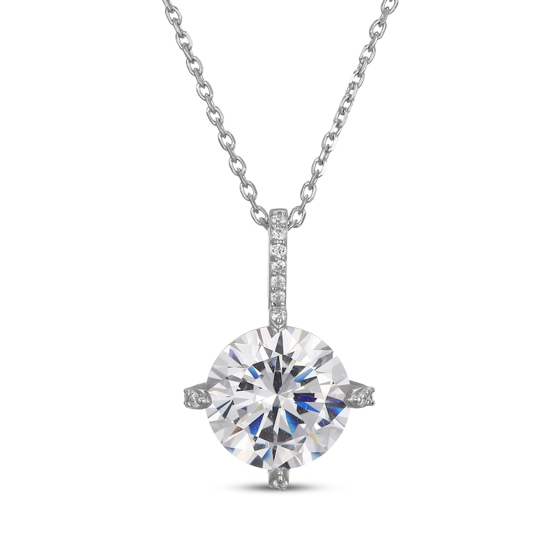 Main Image 1 of White Lab-Created Sapphire Drop Necklace Sterling Silver 18&quot;
