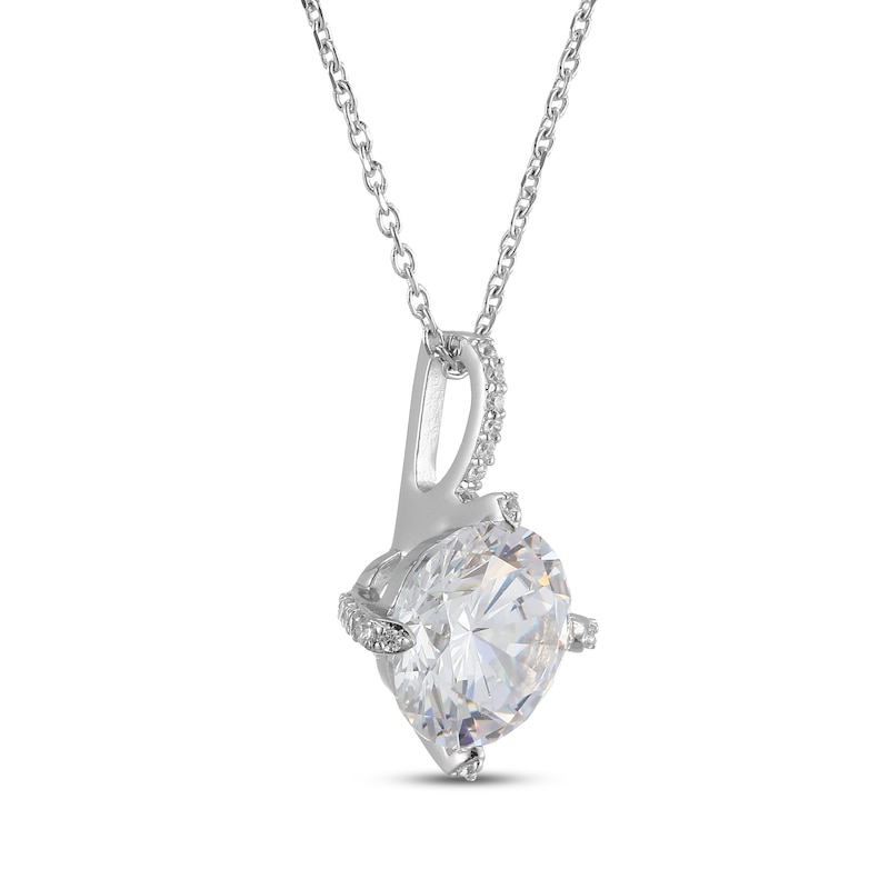 Main Image 2 of White Lab-Created Sapphire Drop Necklace Sterling Silver 18&quot;