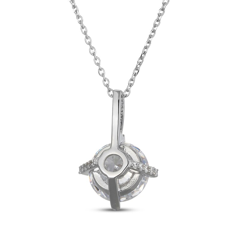 Main Image 3 of White Lab-Created Sapphire Drop Necklace Sterling Silver 18&quot;