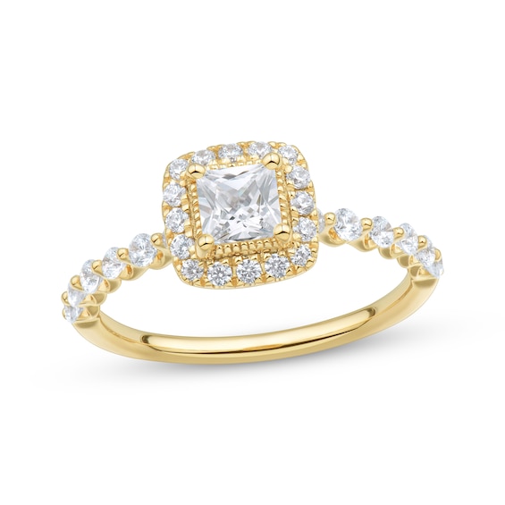 Adore Princess-Cut Diamond Halo Engagement Ring 1 ct tw 14K Yellow Gold