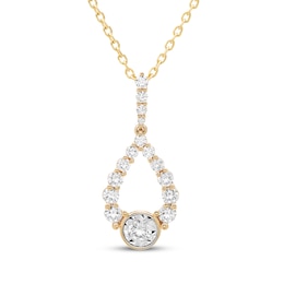 Milestones Diamond Teardrop Necklace 1/4 ct tw 10K Yellow Gold 18"