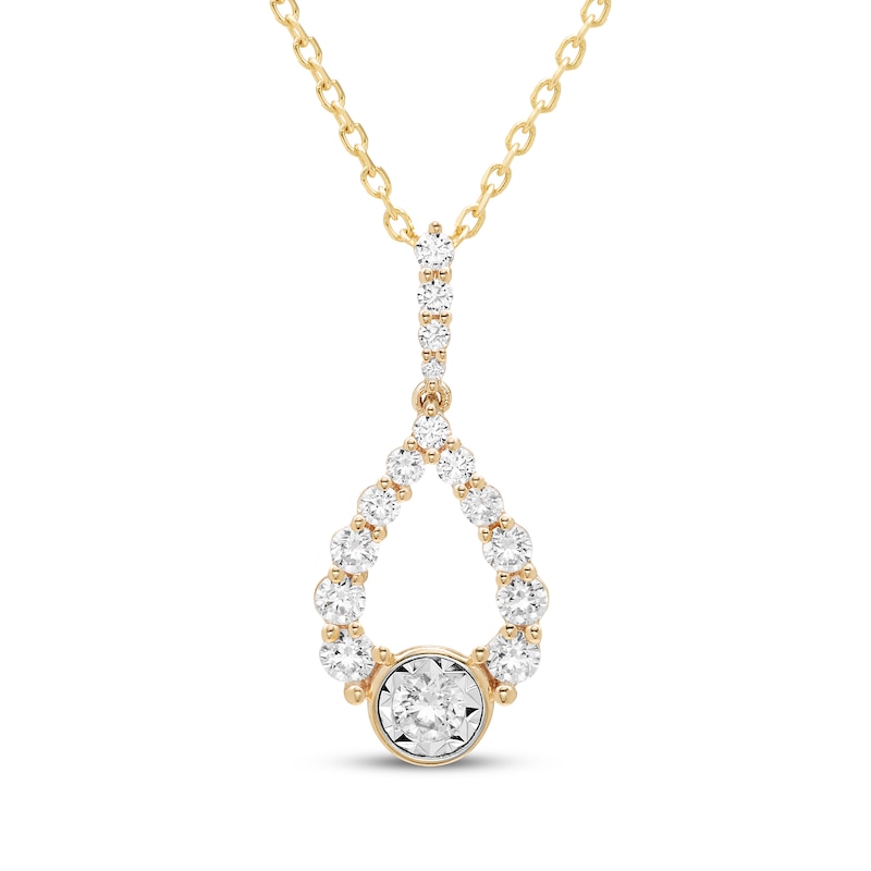 Main Image 1 of Milestones Diamond Teardrop Necklace 1/4 ct tw 10K Yellow Gold 18"