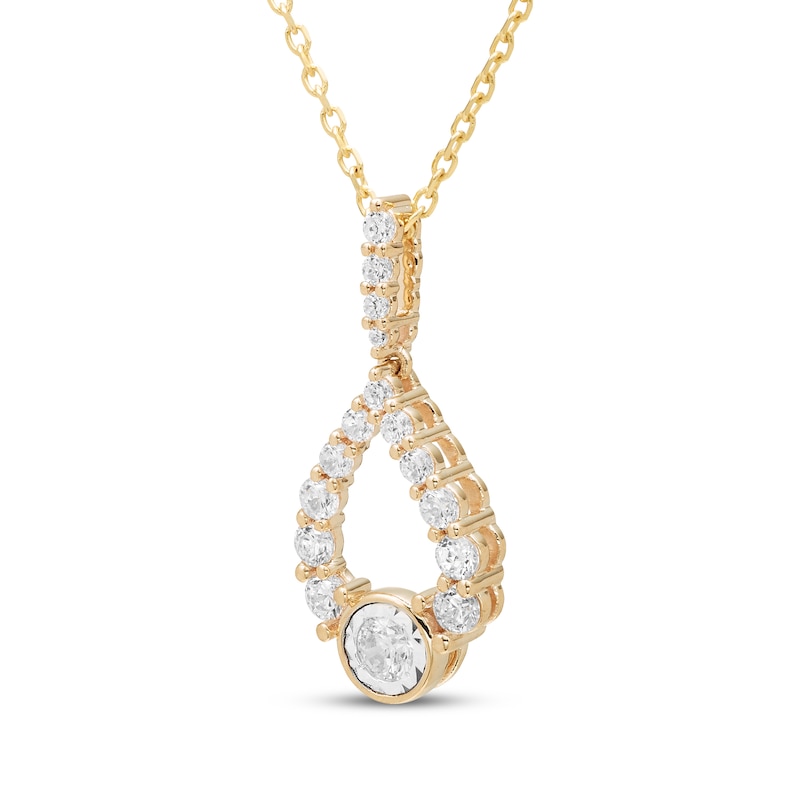 Main Image 2 of Milestones Diamond Teardrop Necklace 1/4 ct tw 10K Yellow Gold 18"