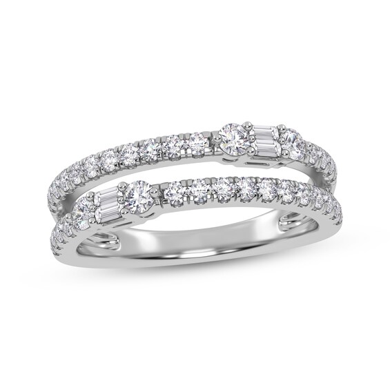 Baguette & Round-Cut Diamond Faux-Stack Ring 1/2 ct tw 14K White Gold