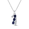 Thumbnail Image 1 of Oval-Cut Natural Blue Sapphire & Diamond Three-Stone Curve Necklace 1/20 ct tw 14K White Gold 18"