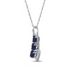 Thumbnail Image 2 of Oval-Cut Natural Blue Sapphire & Diamond Three-Stone Curve Necklace 1/20 ct tw 14K White Gold 18"