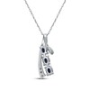 Thumbnail Image 3 of Oval-Cut Natural Blue Sapphire & Diamond Three-Stone Curve Necklace 1/20 ct tw 14K White Gold 18"