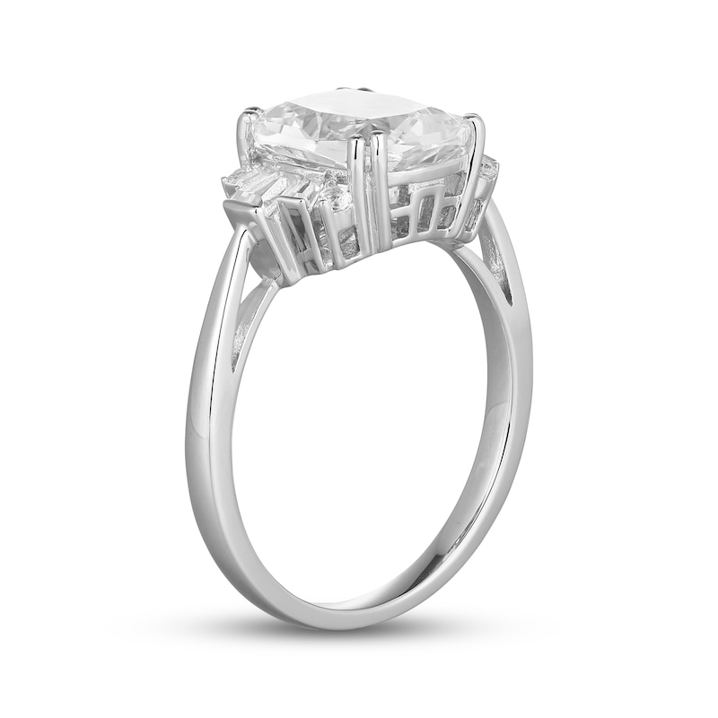 Main Image 2 of Cushion-Cut White Lab-Created Sapphire Ring Sterling Silver