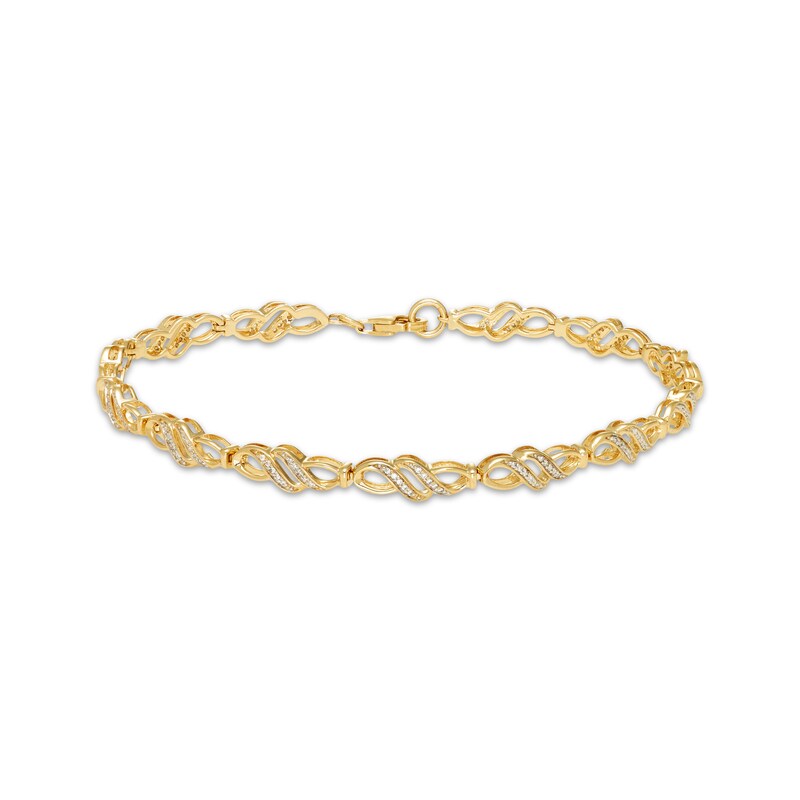 Main Image 1 of Diamond Swirl Link Bangle Bracelet 1/4 ct tw 10K Yellow Gold 7.5"