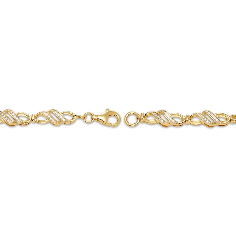 Main Image 3 of Diamond Swirl Link Bangle Bracelet 1/4 ct tw 10K Yellow Gold 7.5"