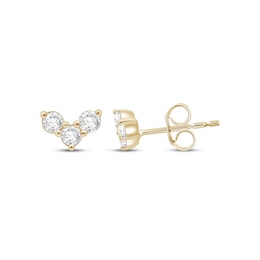 KAY Lab-Grown Diamonds Three-Stone Stud Earrings 1/4 ct tw 14K Yellow Gold