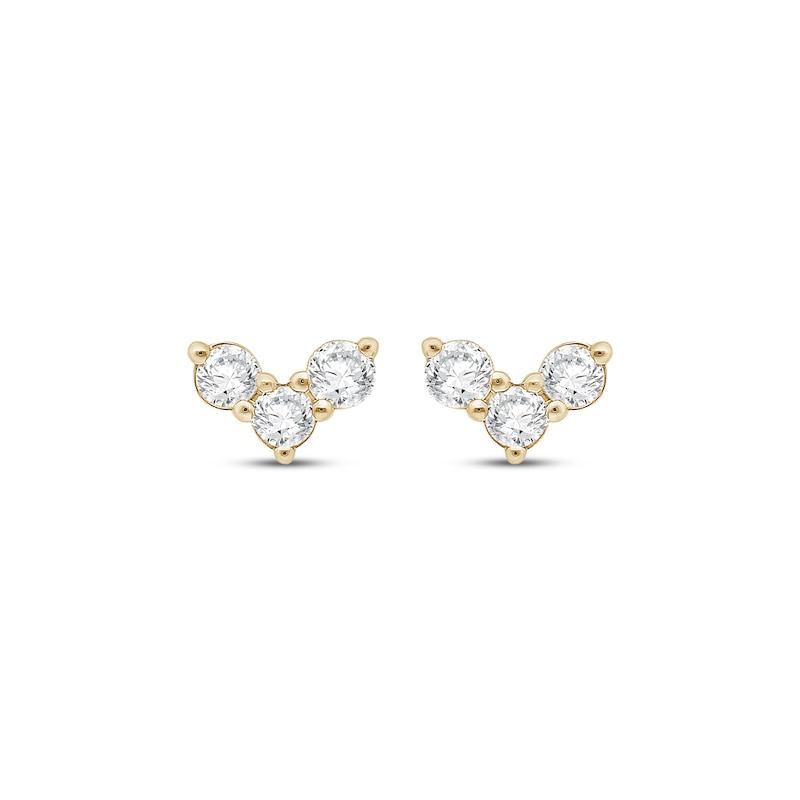 Main Image 2 of KAY Lab-Grown Diamonds Three-Stone Stud Earrings 1/4 ct tw 14K Yellow Gold
