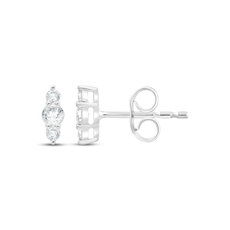 Main Image 1 of KAY Lab-Grown Diamonds Three-Stone Vertical Stud Earrings 1/5 ct tw 14K White Gold