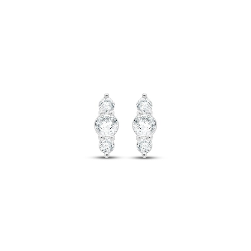 Main Image 2 of KAY Lab-Grown Diamonds Three-Stone Vertical Stud Earrings 1/5 ct tw 14K White Gold