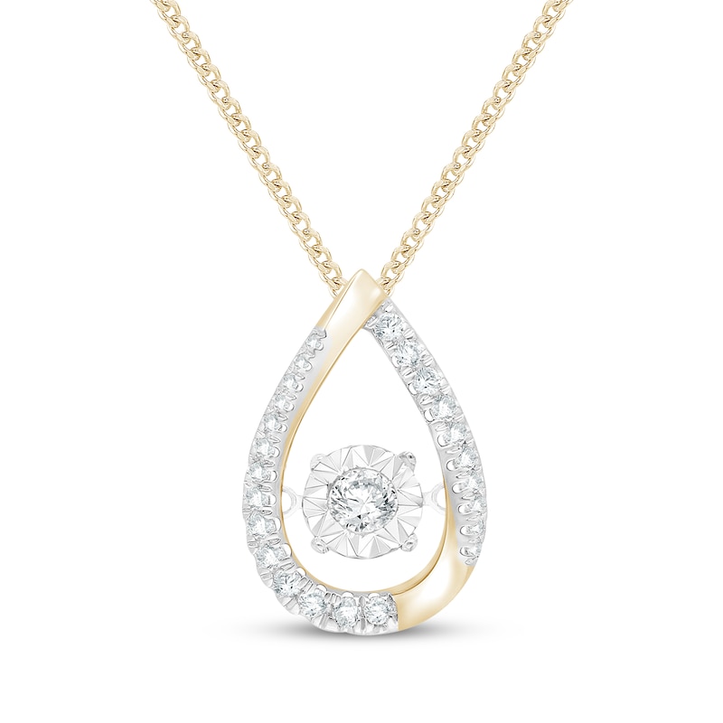 Main Image 1 of Unstoppable Love Diamond Teardrop Necklace 1/5 ct tw 10K Yellow Gold 19"