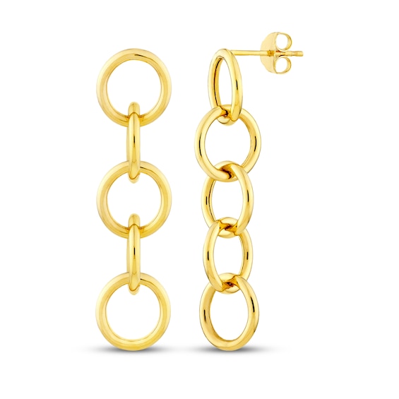 Circle Link Drop Earrings 14K Yellow Gold