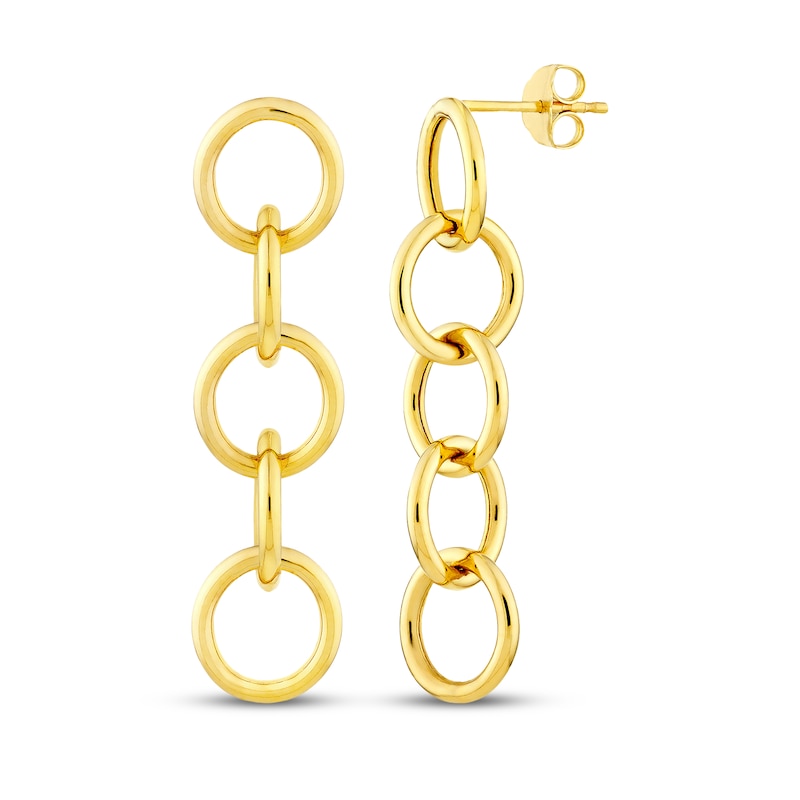 Main Image 1 of Circle Link Drop Earrings 14K Yellow Gold