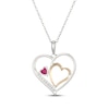 Thumbnail Image 3 of Heart-Shaped Lab-Created Ruby & White Lab-Created Sapphire Necklace Sterling Silver & 10K Yellow Gold