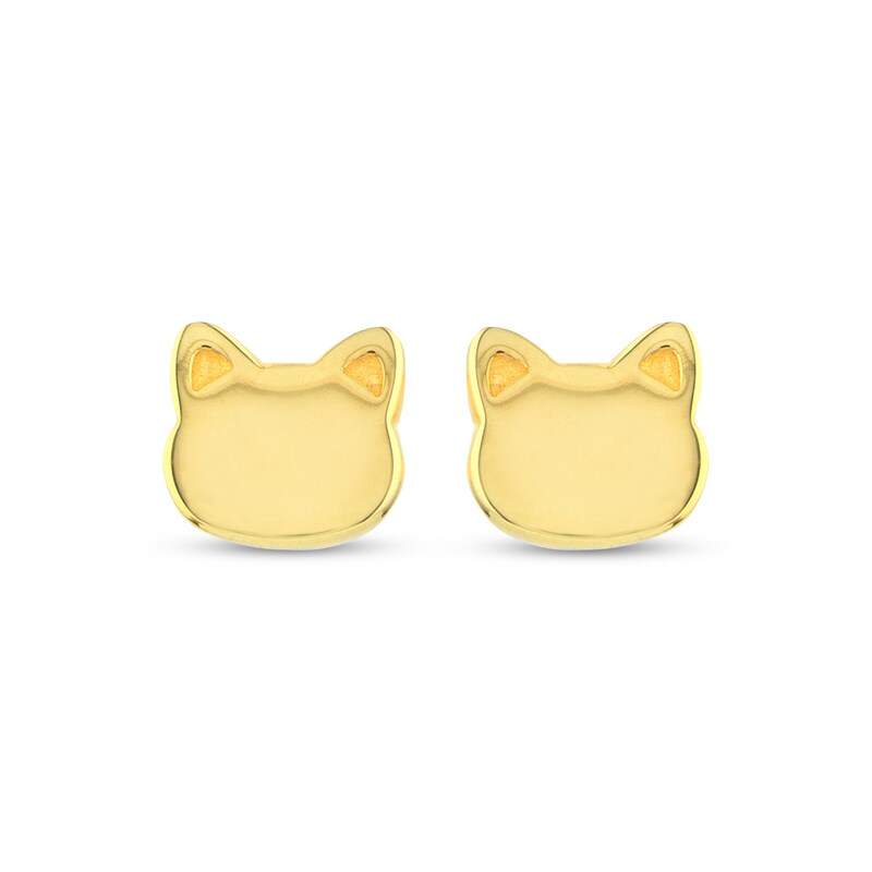 Main Image 2 of Cat Face Silhouette Stud Earrings 14K Yellow Gold