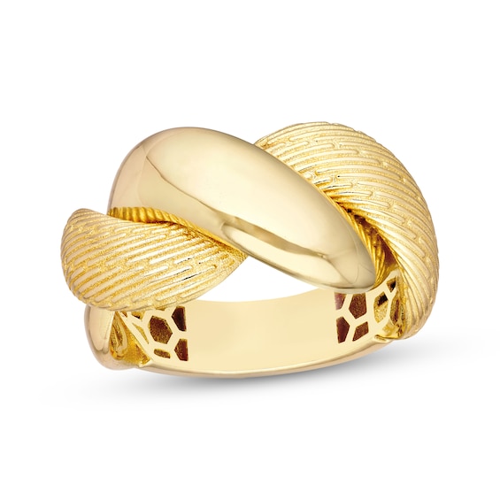 Textured & Polished Twist Ring 14K Yellow Gold