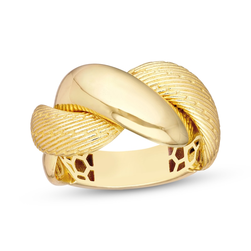 Main Image 1 of Textured & Polished Twist Ring 14K Yellow Gold