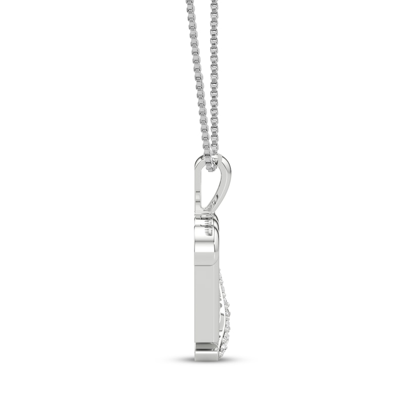Main Image 2 of White Lab-Created Sapphire Virgo Zodiac Symbol Necklace Sterling Silver & 10K Yellow Gold 18"
