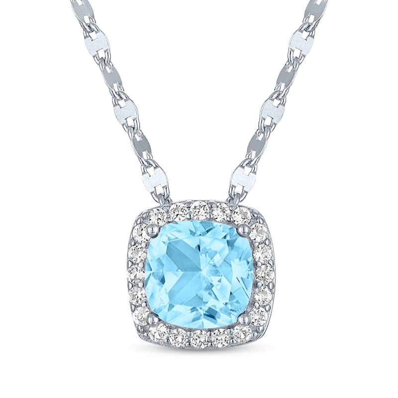 Main Image 2 of Cushion-Cut Swiss Blue Topaz & White Lab-Created Sapphire Gift Set Sterling Silver