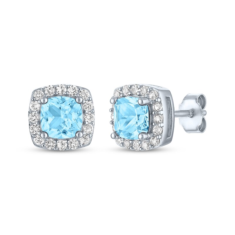 Main Image 3 of Cushion-Cut Swiss Blue Topaz & White Lab-Created Sapphire Gift Set Sterling Silver
