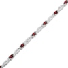 Thumbnail Image 2 of Oval-Cut Garnet & White Lab-Created Sapphire Link Bracelet Sterling Silver 7.25"