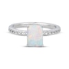 Thumbnail Image 3 of Emerald-Cut Lab-Created Opal & White Lab-Created Sapphire Hidden Halo Ring Sterling Silver