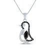 Thumbnail Image 1 of Black Onyx & White Lab-Created Sapphire Penguin Necklace Sterling Silver 18"
