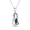 Thumbnail Image 2 of Black Onyx & White Lab-Created Sapphire Penguin Necklace Sterling Silver 18"