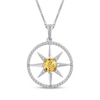 Thumbnail Image 1 of Citrine & White Lab-Created Sapphire Star Circle Necklace Sterling Silver 18"