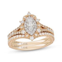 Neil Lane Marquise-Cut Diamond Halo Bridal Set 1 ct tw 14K Two-Tone Gold