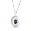 Thumbnail Image 2 of Amethyst & White Lab-Created Sapphire Crescent Moon & Sun Necklace Sterling Silver 18"