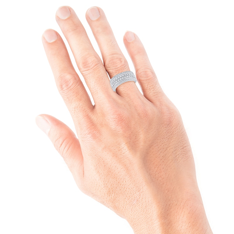 Main Image 4 of Men's Lab-Grown Diamond Four-Row Ring 2 ct tw 10K White Gold