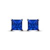 Thumbnail Image 2 of Men's Square-Cut Blue Lab-Created Sapphire Solitaire Stud Earrings Sterling Silver