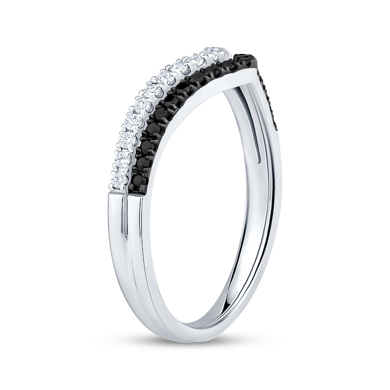 Main Image 2 of Adore Black & White Diamond Two-Row Chevron Anniversary Ring 1/3 ct tw 14K White Gold