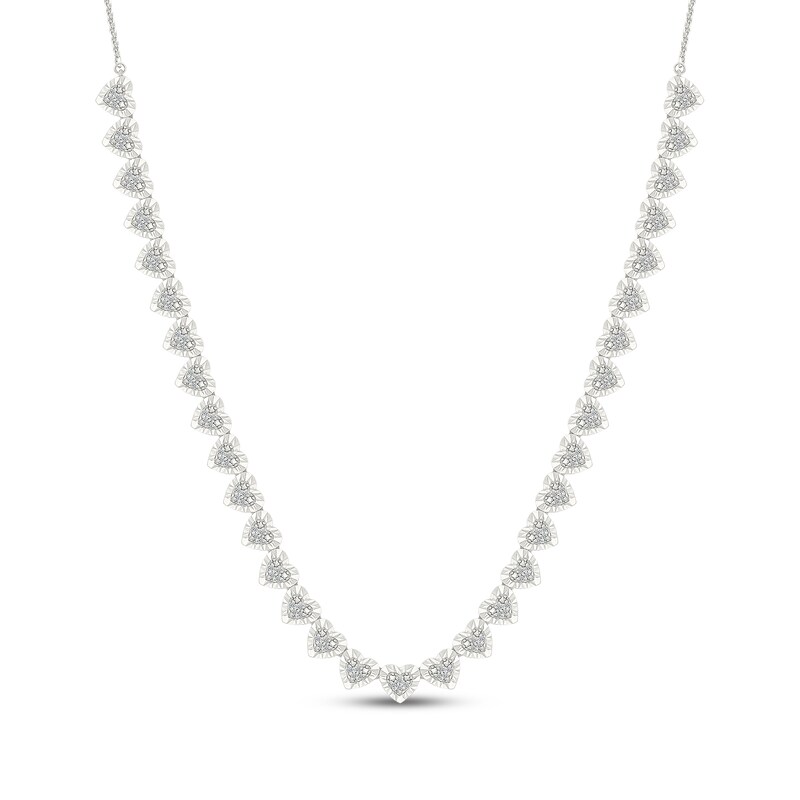 Main Image 1 of Multi-Diamond Heart Necklace 1/2 ct tw Sterling Silver 17"