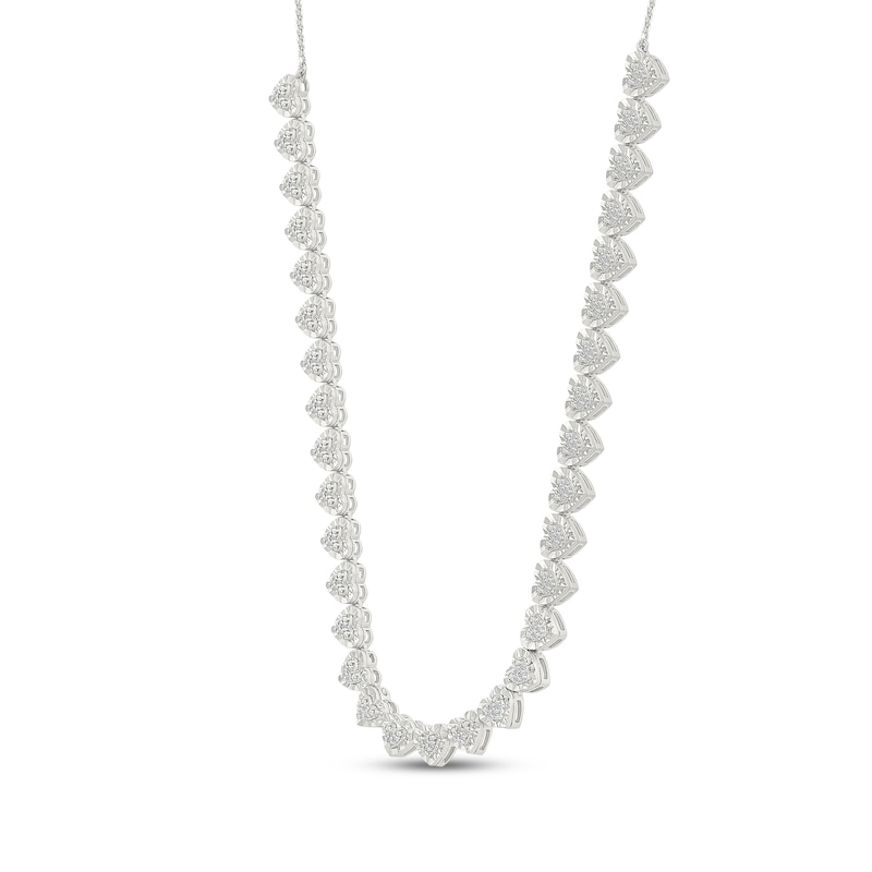 Main Image 2 of Multi-Diamond Heart Necklace 1/2 ct tw Sterling Silver 17"
