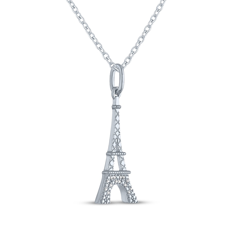 Main Image 3 of Diamond Accent Eiffel Tower Necklace Sterling Silver 18"